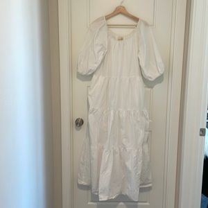 Womens White Embroidered Peasant Dress Sz XL
